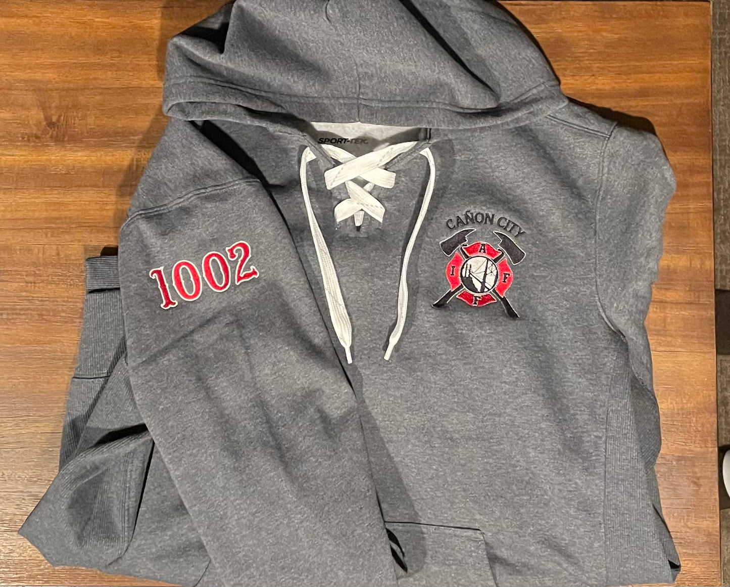 L1002 Hockey Lace Up Hooded Sweatshirt